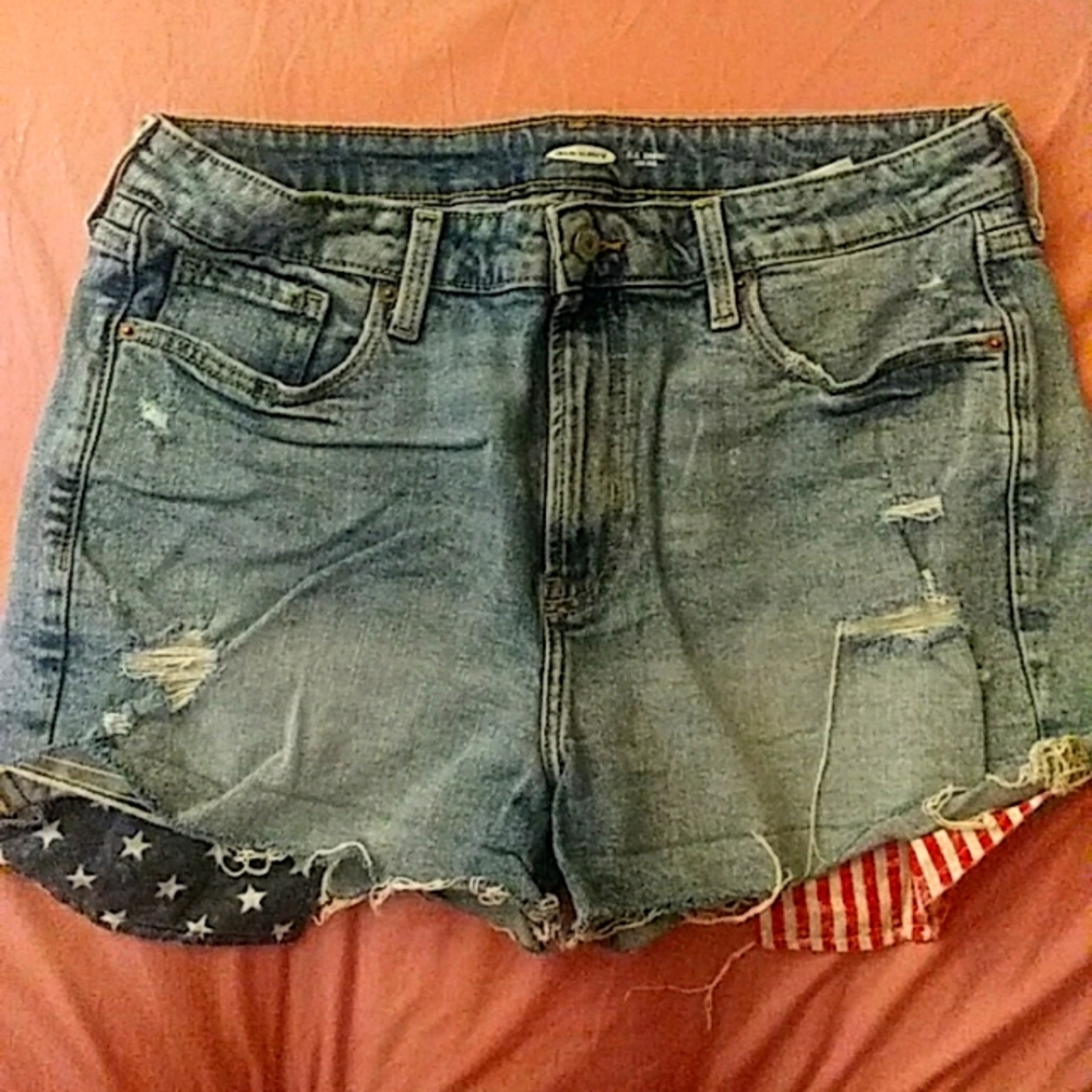 Old Navy High-Waisted Americana Cut-Off Jean Shorts, Size 14